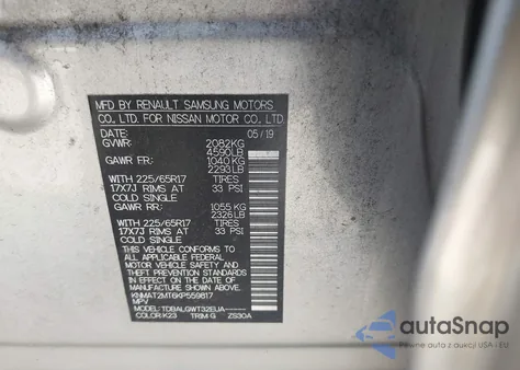 2019 Nissan Rogue Sv from USA, damaged, VIN KNMAT2MT6KP559817